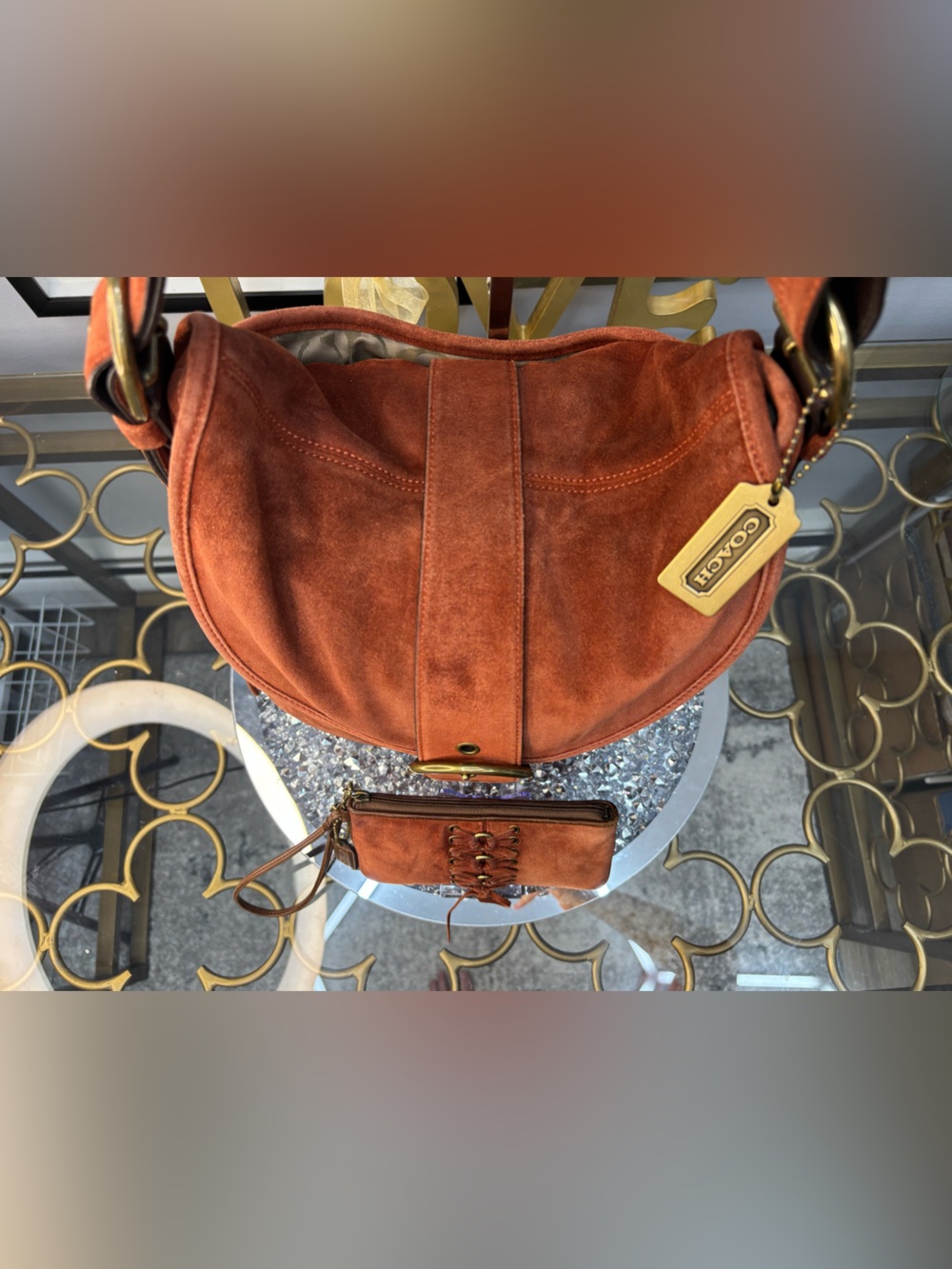 Coach 2003 vintage Soho Suede Braided Flap Shoulder Bag w/matching wristlet EUC - Picture 11 of 17
